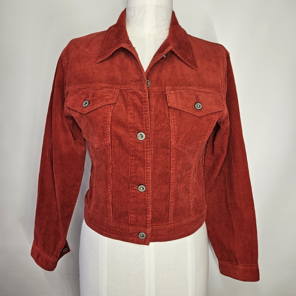 Gap Size M Jacket Vintage Red Corduroy Jean Trucker 100% Cotton World Standard
